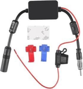 Aceirmc 744759628510 Car Stereo Fm Radio Antenna Signal Booster Amplifier 12v Din Plug Adapter 1pcs