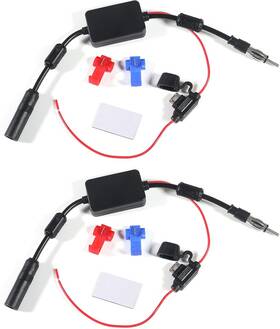 Almocn 726084092204 2 Pack 12v Car Stereo Fm Radio Antenna Signal Booster Amplifier Din Plug Adapter