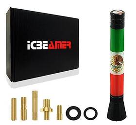 Icbeamer 843555107325 3 Inch / 76 Mm Mini Mexican Mexico Flag Automotive Antenna With Internal Copp