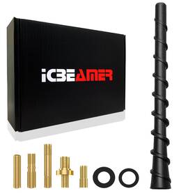 Icbeamer 843555110370 7 Inch Matte Black Spiral Flexible Rubber Antenna - Universal Fit For Trucks Car