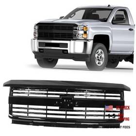 Jolong J-xflsd25-15zw-h Front Bumper Upper Hood Grille For Chevy Silverado 2015-2019 Black