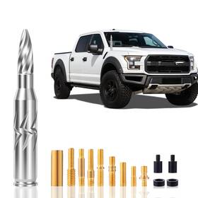 Lenareli 780745004722 5.5in Chrome Bullet Antenna 50 Cal Truck Fittings Fit For Ford F150