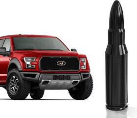 Mega Racer 313041116136 Black 338 Cal Bullet Antenna For Truck Cars And Suvs - 3.7 Inch Univer
