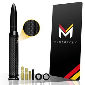 Mega Racer 810027411303 50 Cal Bullet Antenna - Black Carbon Fiber 5.5 Inch Am/fm Compatible Universa
