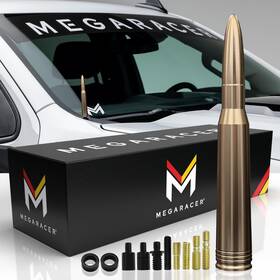Mega Racer 810027412355 Metal Gold 50 Cal Bullet Antenna For Truck And Suv - 5.5 Inch Universal Fit Am
