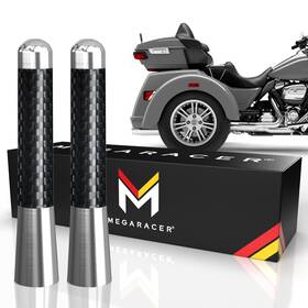 Mega Racer 810027413390 Motorcycle Antenna For Harley-davidson 1989-2024 2 Pack Carbon Fiber Silver