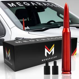 Mega Racer 810027414496 Red 50 Cal Bullet Antenna Silverado 1500 Gmc Sierra 1999-2024 Year Truck Bu