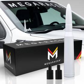 Mega Racer 810027414557 White 50 Cal Bullet Antenna Silverado 1500 Gmc Sierra 1999-2024 Year Truck