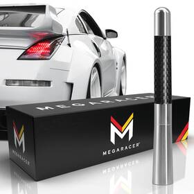 Amz-an-lo-silver-1pc-c4 Mega Racer Universal Car Antenna Replacement Truck 5 Inch Carbon Fiber Ant