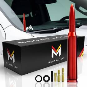 Mega Racer Mr-an-bul-red-v1 5.5 Inch Red Antenna For Trucks Cars And Suvs 6061 Solid Aluminum Body Copper