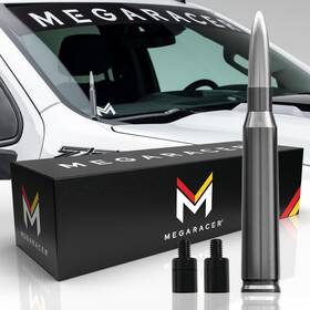 Mr-an-bul-silver-gmt-m7 Mega Racer Silver Gray 50 Cal Bullet Antenna Silverado 1500 Gmc Sierra 1999-2024 Year