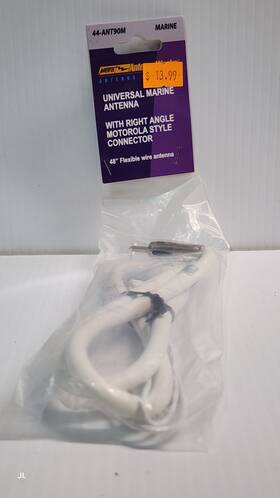 44-ant90m Metra Marine Flexible Antenna White Right Angle 48 Inch Long 122cm