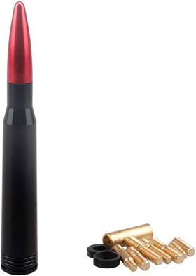 Samman 445002719742 Red Bullet Antenna 50 Cal Billet Replacement Car Truck Radio Ante