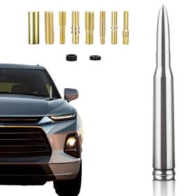 Seprochoo 769036496361 Chrome Antenna 50 Cal Car Truck Bullet Accessories Universal Re