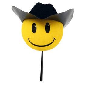 Tenna Tops 781055082127 Happyballs Cowboy With Black Hat Truck Car Suv Antenna Topper Auto Accessory