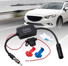 Vehirie 445047097010 12v Fm Radio Antenna Booster Amplifier Din Plug Adapter For Car Stereo