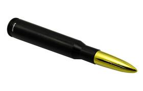 208-erpsa100bksa100tipkt Vms Racing 50 Cal Caliber Black 24k Gold Tip Bullet Antenna Heavy Gauge Cnc Machined Bil