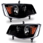 Headlight Assembly Set For 11-20 Dodge Grand Caravan Halogen Black Housing Amber. Fixed Price $88.99.