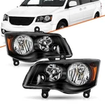 Pair Black Headlights For 11-20 Dodge Grand Caravan 08-16 Chrysler Town&country. Fixed Price $77.79.